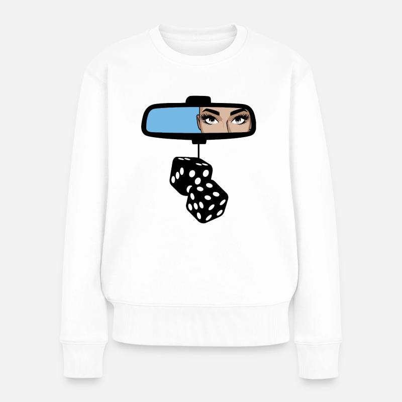 Rückspiegel Augen - Frauen Premium Bio Pullover - Weiß