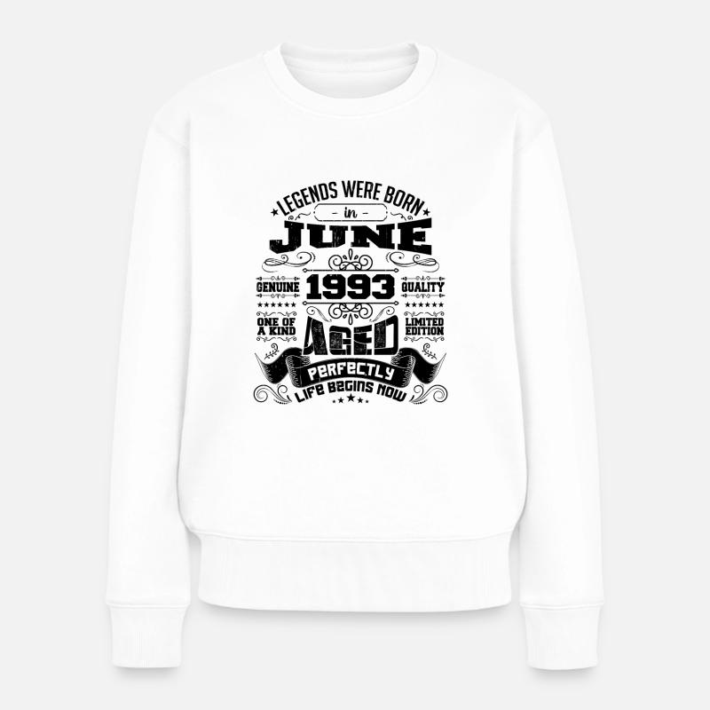 1993 Juni Jubiläum 1993 Juni | geboren im Juni 1993 - Frauen Premium Bio Pullover - Weiß