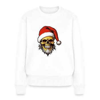 Weihnachtsmann Totenkopf Weihnachten - Frauen Premium Bio Pullover - Weiß - Vorne - Julia (174cm)