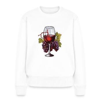 Wine Glass Grapes Wine - Women's Premium Organic Jumper - white - Front - Julia (174cm)