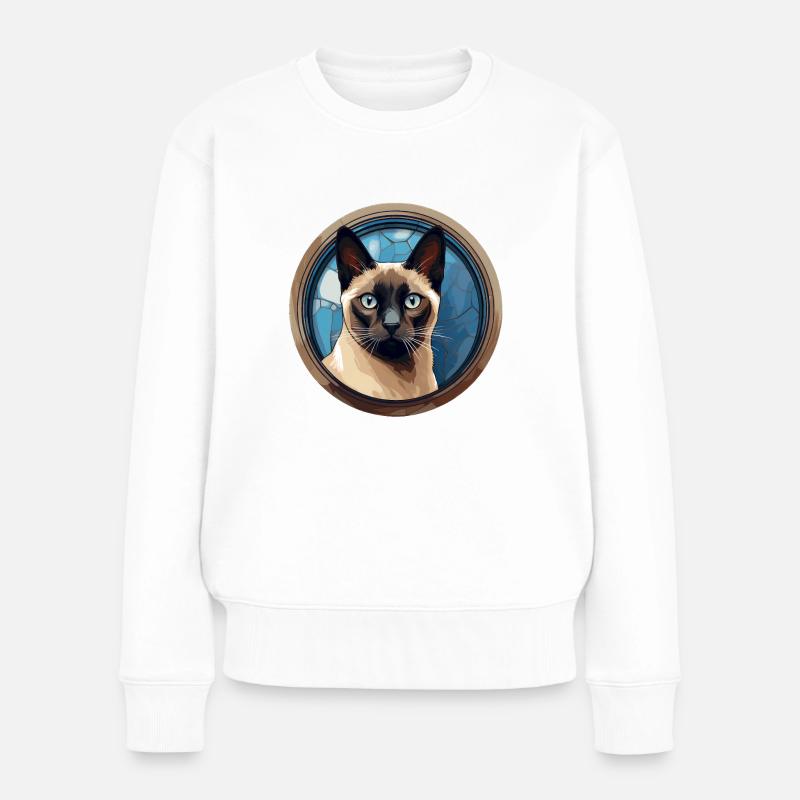 Siamkatze - Frauen Premium Bio Pullover - Weiß
