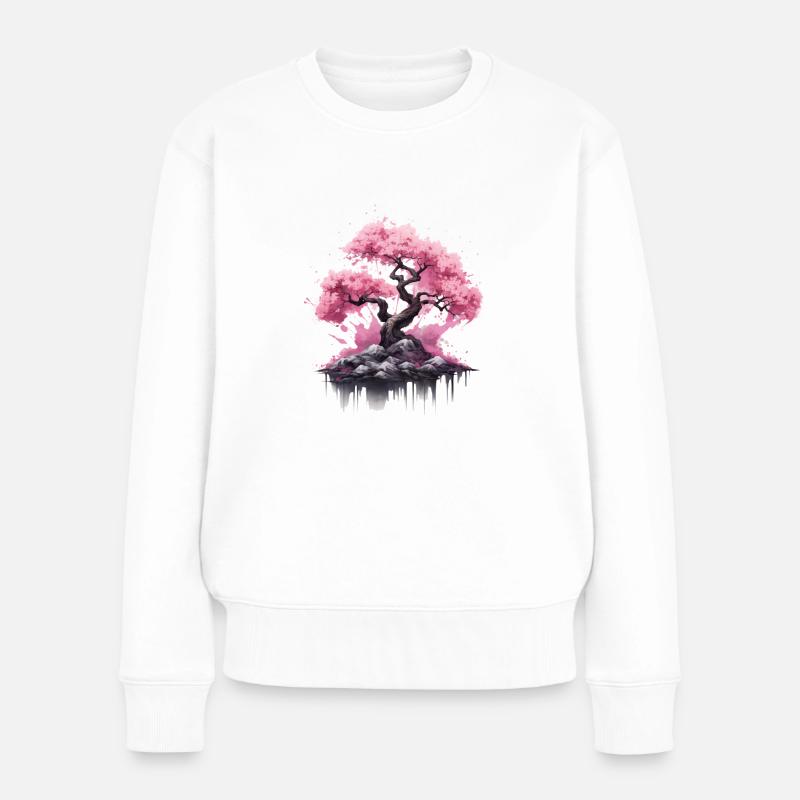 cherry blossom tree Kirschblüte - Frauen Premium Bio Pullover - Weiß