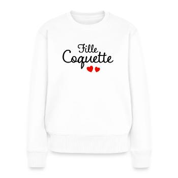 Femme Coquette Humour Mot Affectueux Couple - Pull Premium bio Femme - blanc - Devant - Julia (174cm)
