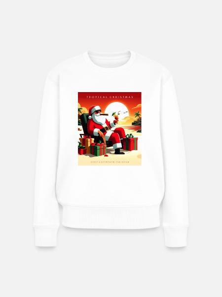 Weihnachtsmann in den Tropen. - Frauen Premium Bio Pullover - Weiß