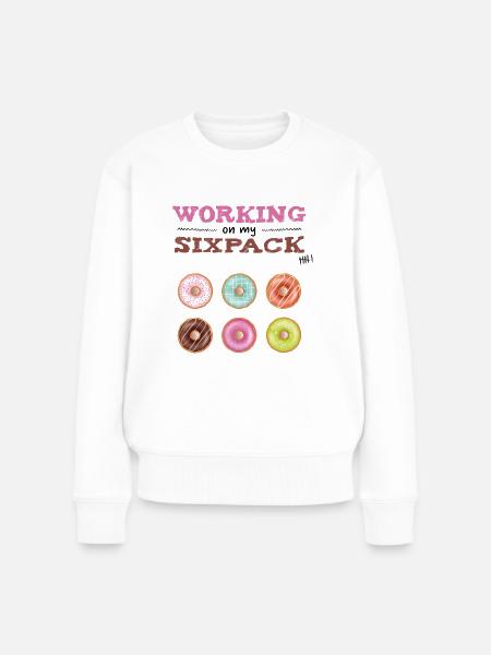 Working on my sixpack - Frauen Premium Bio Pullover - Weiß