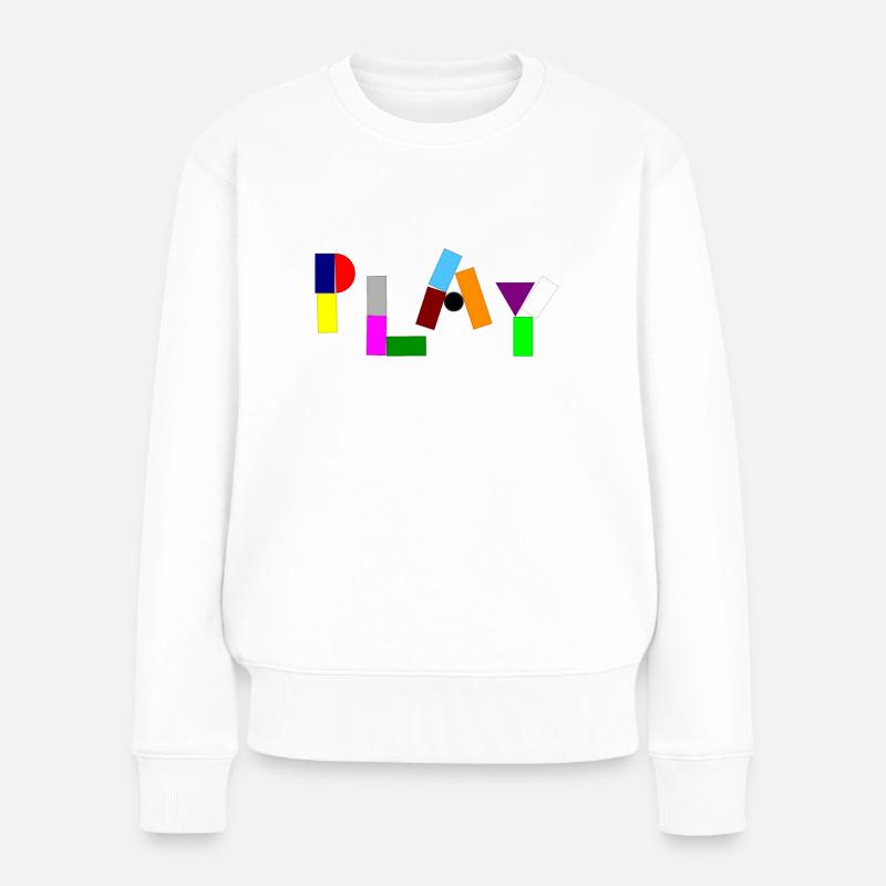 Das Spiel mit Steinen und Blöcken - Frauen Premium Bio Pullover - Weiß
