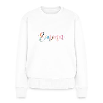 emma, lettering, lettering, colorful - Women's Premium Organic Jumper - white - Front - Julia (174cm)