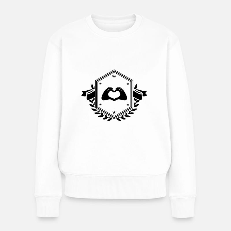 Hände Herz Wappen - Frauen Premium Bio Pullover - Weiß