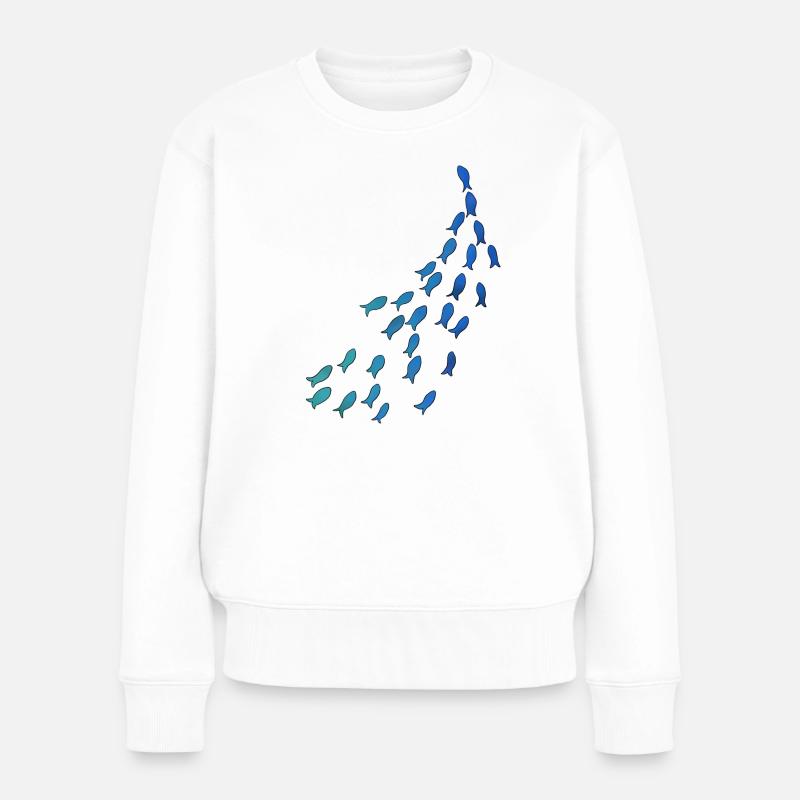 Fischschwarm - Frauen Premium Bio Pullover - Weiß