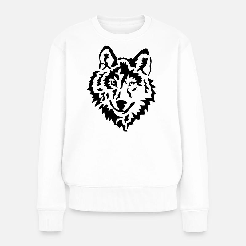 wolf raubtier natur - Frauen Premium Bio Pullover - Weiß