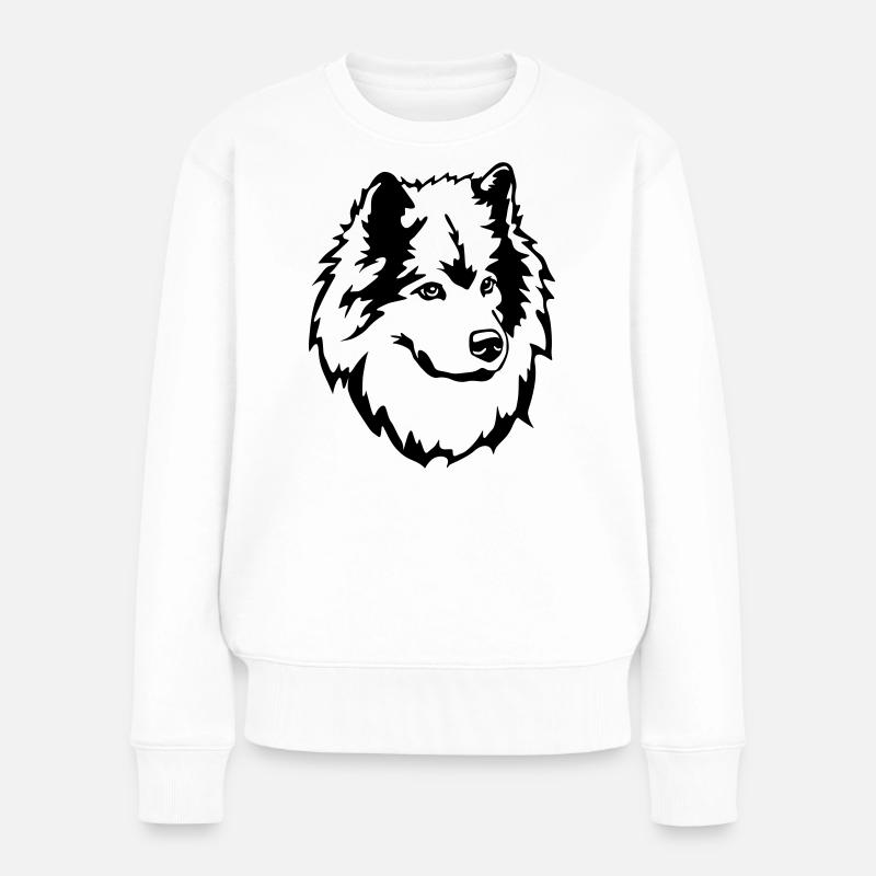 Eurasier Kopf - Frauen Premium Bio Pullover - Weiß