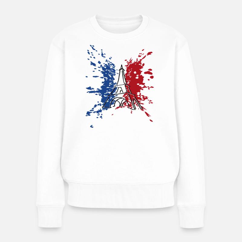Drapeau Tour Eiffel France ✅ Drapeau Tour Eiffel ✔ - Pull Premium bio Femme - blanc