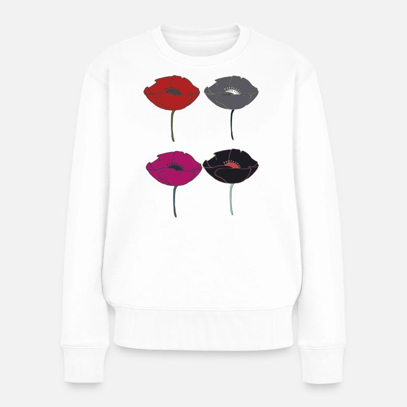 mohnblumen bunt - Frauen Premium Bio Pullover - Weiß