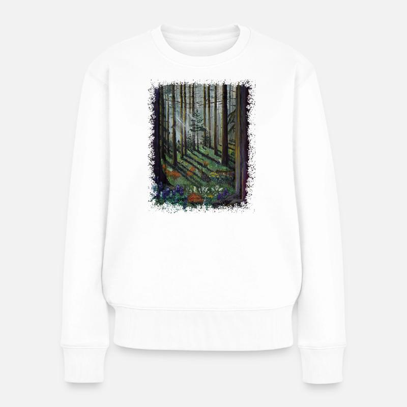 Sunlit Forest with Shadowed Glade - Women's Premium Organic Jumper - white