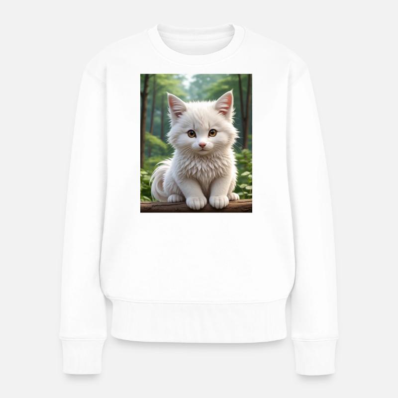Süße Katze - Frauen Premium Bio Pullover - Weiß