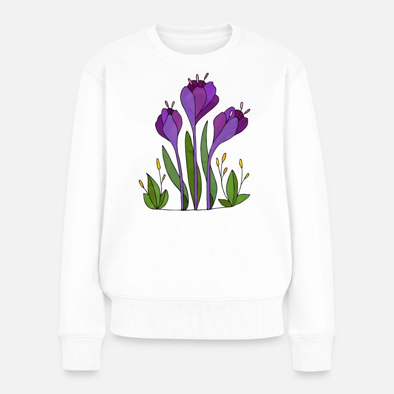 Blumen - Frauen Premium Bio Pullover - Weiß