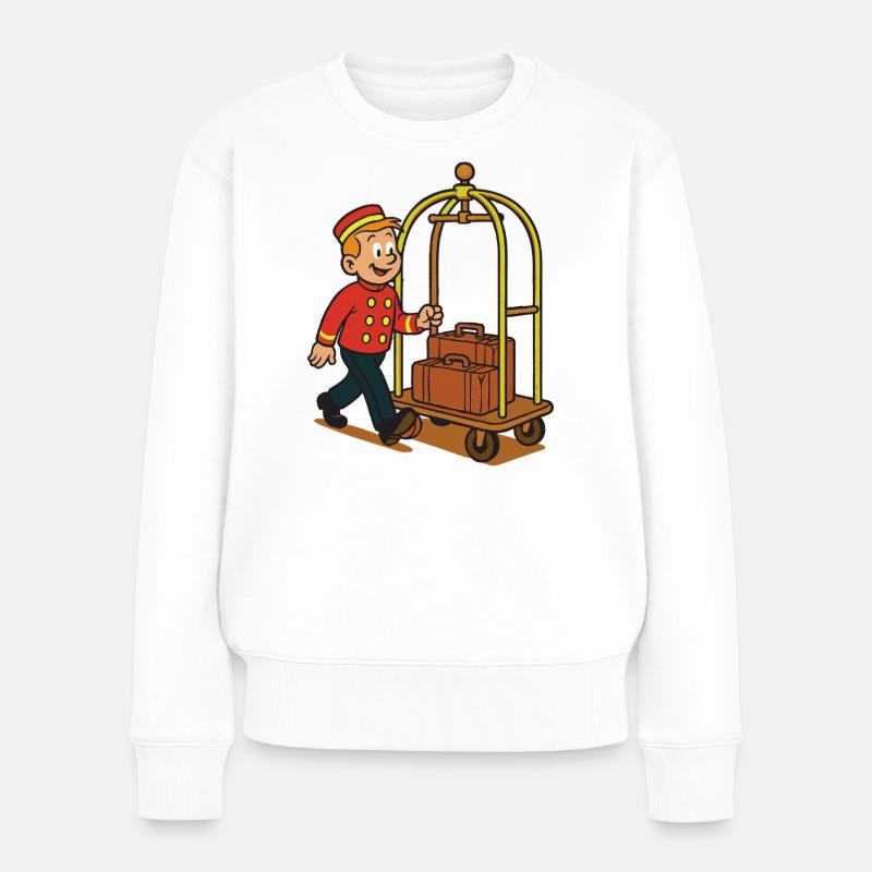 Piccolo Frankys Hotelwagen - Frauen Premium Bio Pullover - Weiß