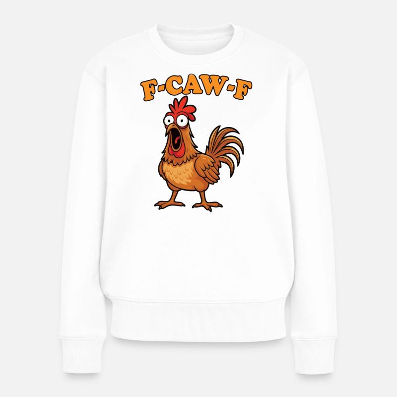 Fcawf Chicken Pun - Frauen Premium Bio Pullover - Weiß