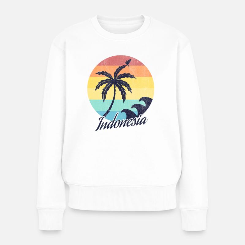Indonesien - Frauen Premium Bio Pullover - Weiß