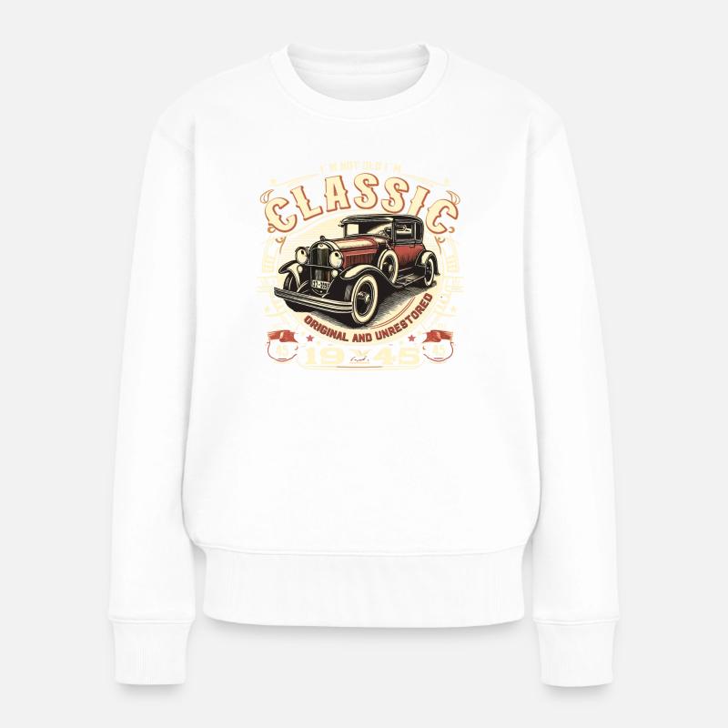 80. Geburtstag Oldtimer 1945 NOT OLD CLASSIC - Frauen Premium Bio Pullover - Weiß