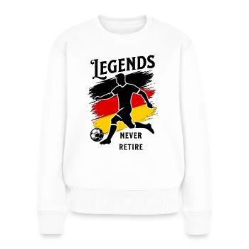 Deutschland Fanartikel - Leidenschaft für Sport - Frauen Premium Bio Pullover - Weiß - Vorne - Julia (174cm)