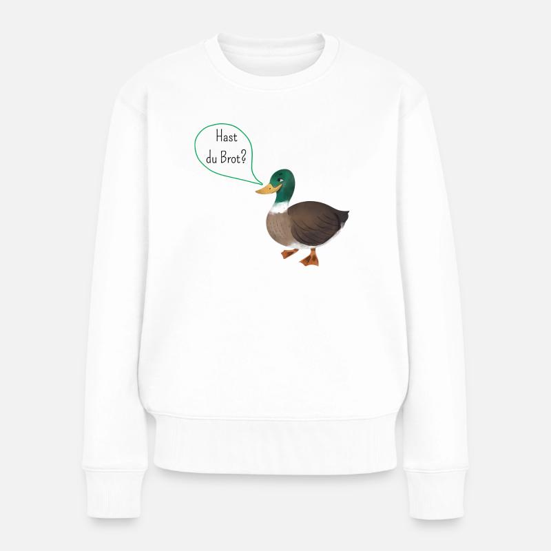 Ente "Hast du Brot?" - Frauen Premium Bio Pullover - Weiß
