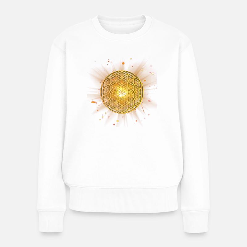 Lebensblume leuchtend - Frauen Premium Bio Pullover - Weiß
