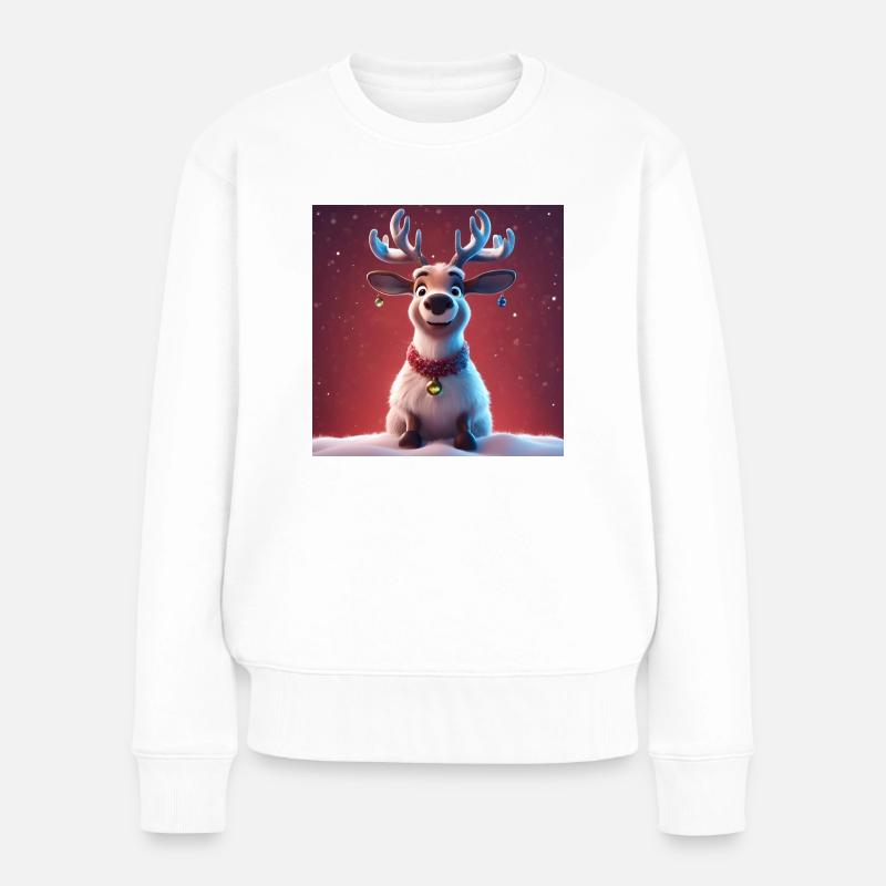 Portrait d'un beau renne de Noël - Pull Premium bio Femme - blanc