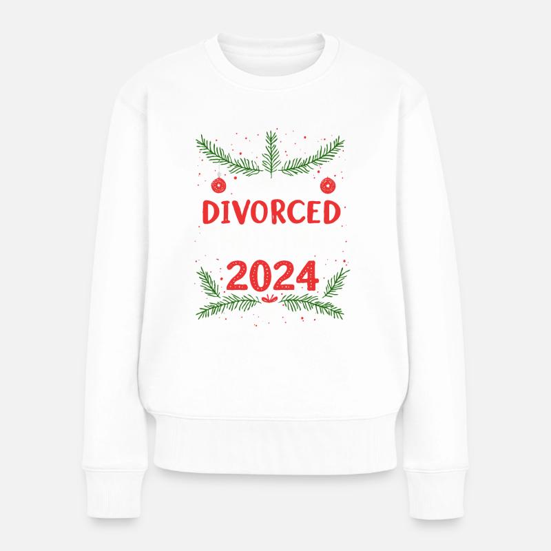 Scheidung 2024, erstes Weihnachten als single - Frauen Premium Bio Pullover - Weiß