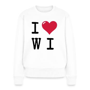 Ich liebe Wiesbaden / I Love WI (Geschenk) - Frauen Premium Bio Pullover - Weiß - Vorne - Julia (174cm)