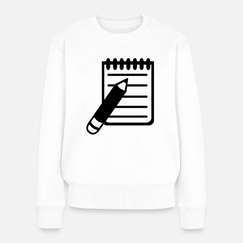 Zettel Notiz Stift - Frauen Premium Bio Pullover - Weiß