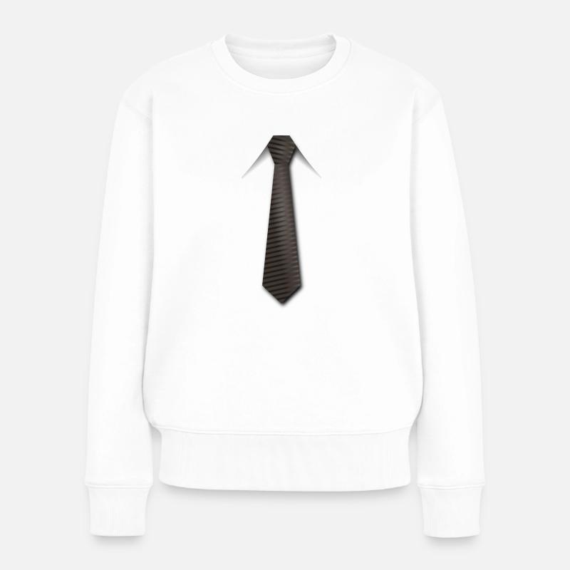 Cravate marron - Pull Premium bio Femme - blanc