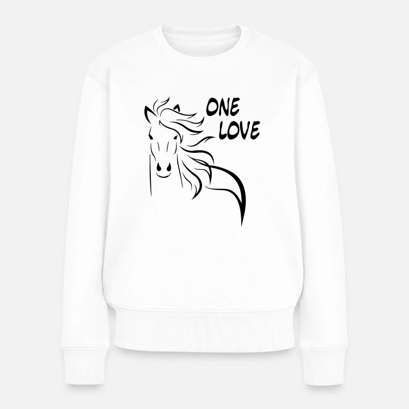 Pferd one love - Frauen Premium Bio Pullover - Weiß
