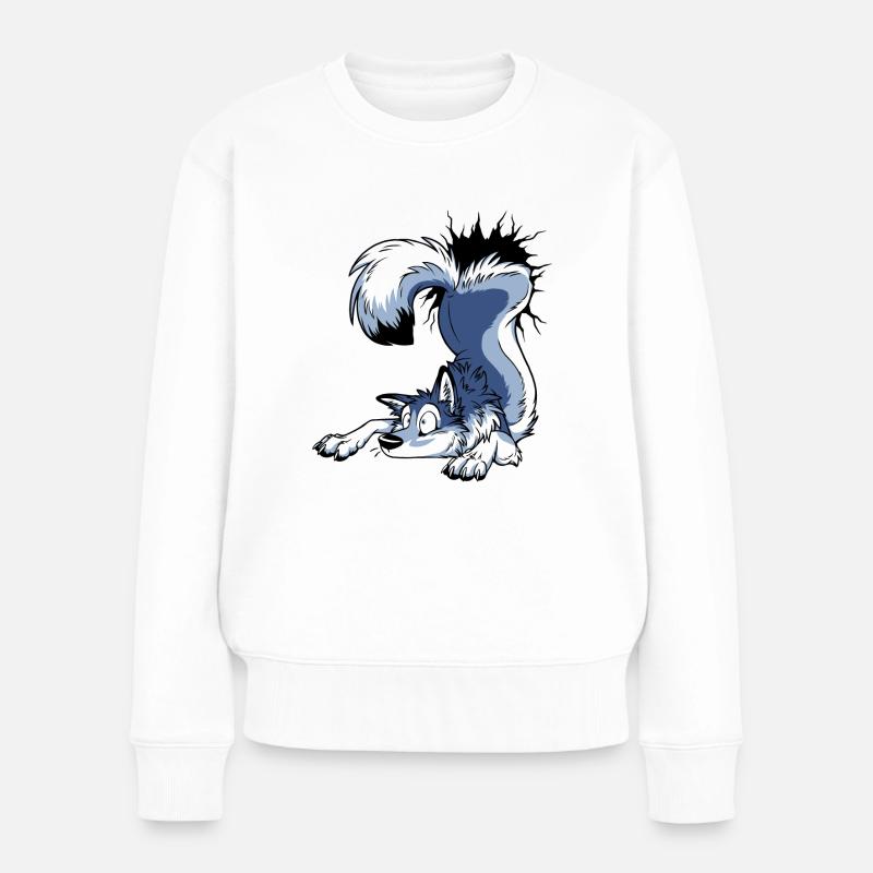 UN-STUCK Husky - Blue / Blau - Frauen Premium Bio Pullover - Weiß