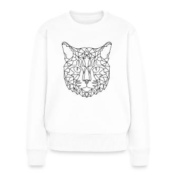 Katze Geometric - Frauen Premium Bio Pullover - Weiß - Vorne - Julia (174cm)