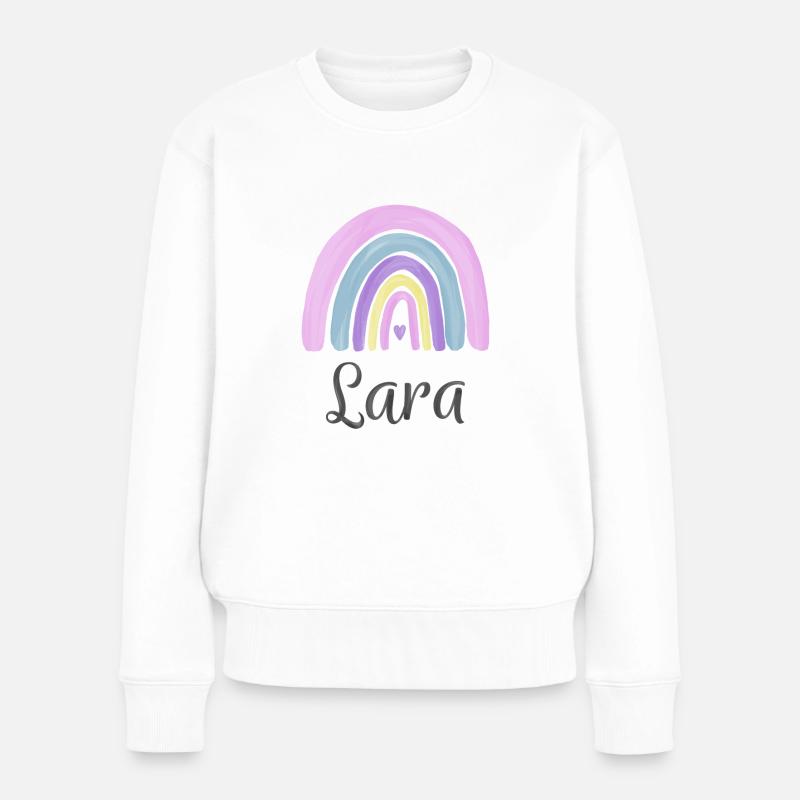 Süßer Regenbogen mit Namen - Lara - Frauen Premium Bio Pullover - Weiß