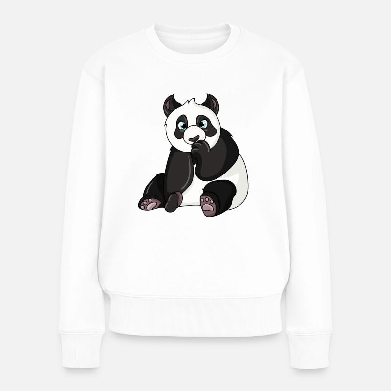 Panda Bär - Frauen Premium Bio Pullover - Weiß