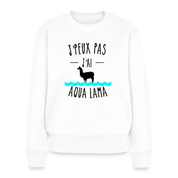 je peux pas j'ai aqua lama humour - Pull Premium bio Femme - blanc - Devant - Julia (174cm)