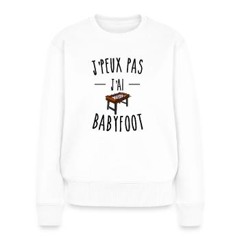 je peux pas j'ai babyfoot humour - Pull Premium bio Femme - blanc - Devant - Julia (174cm)