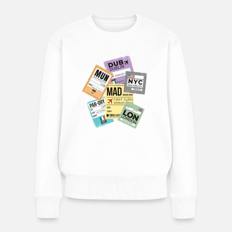 Frequent Traveller - Vielreisender - Urlauber - Frauen Premium Bio Pullover - Weiß