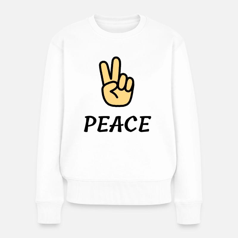 Cooles Peace-Design - Frauen Premium Bio Pullover - Weiß