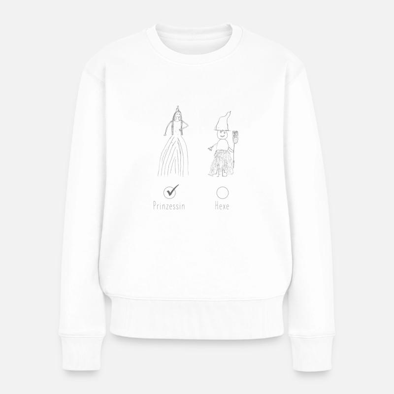 Bist du Prinzessin oder Hexe? Prinzessin! - Frauen Premium Bio Pullover - Weiß