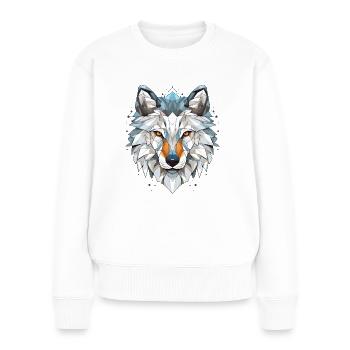 Wolf Geometrisch - Frauen Premium Bio Pullover - Weiß - Vorne - Julia (174cm)