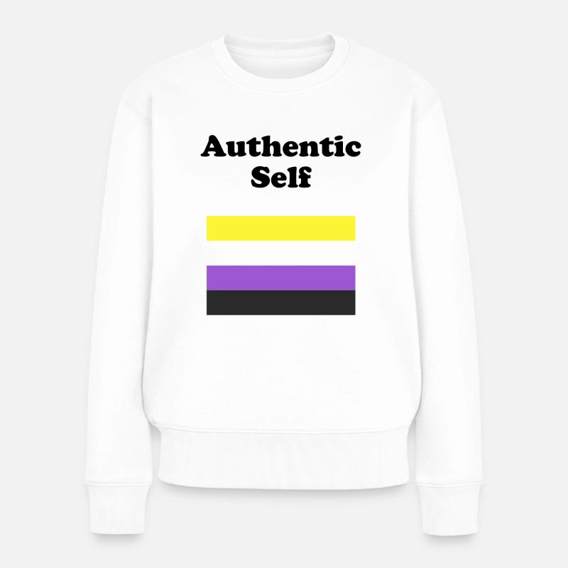 Drapeau non binaire Soi authentique - Pull Premium bio Femme - blanc