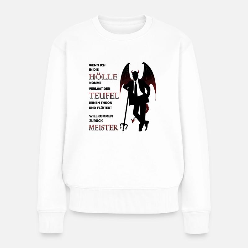 Teufel Satan Luzifer Hölle Halloween - Frauen Premium Bio Pullover - Weiß