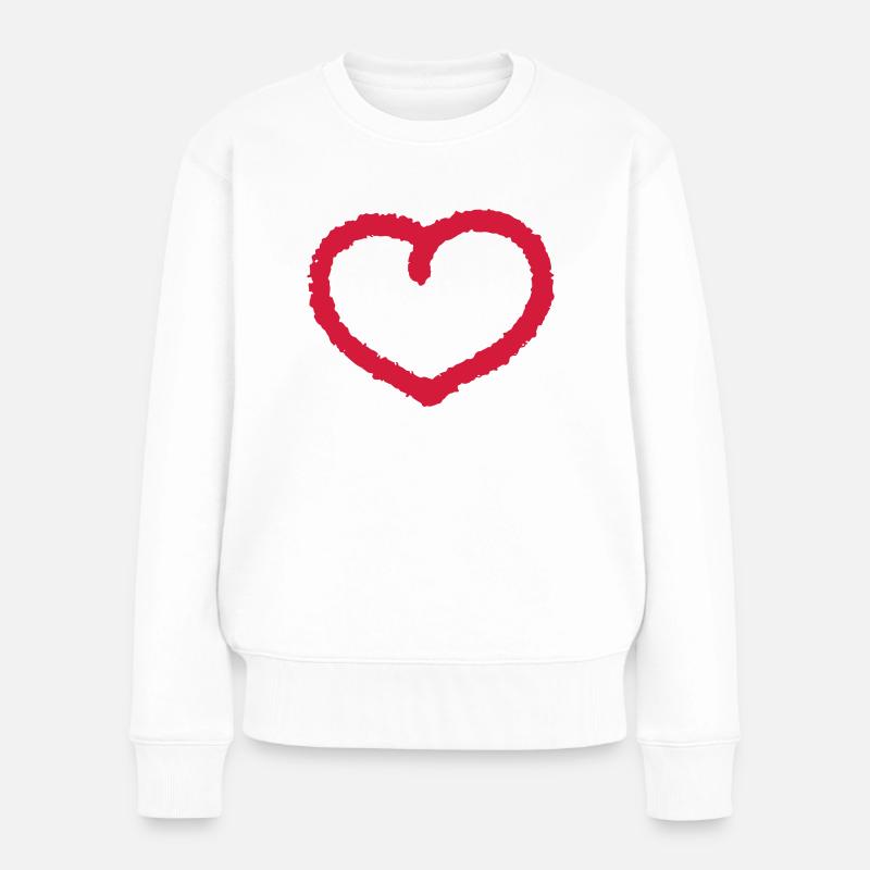 iYpsilon Herz - Frauen Premium Bio Pullover - Weiß