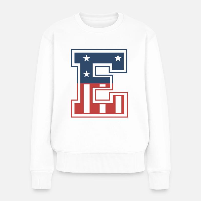 Buchstabe E USA - Frauen Premium Bio Pullover - Weiß