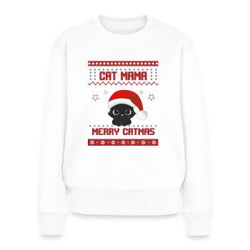 Weihnachten - Cat Mama Cat Mom Merry Catmas - Frauen Premium Bio Pullover - Weiß - Vorne - Julia (174cm)