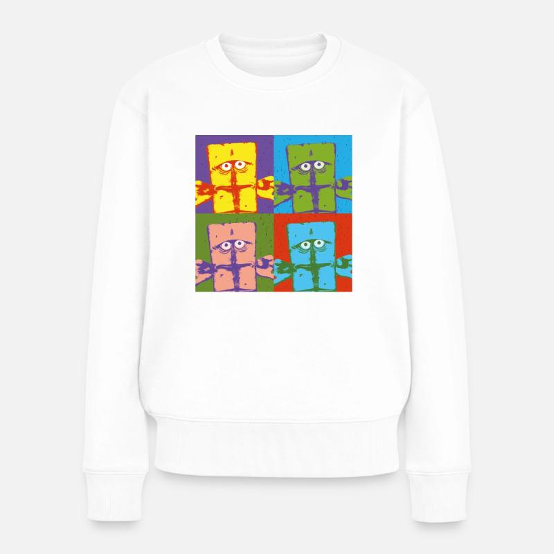Bernd Das Brot Pop-Art Buntes Design - Frauen Premium Bio Pullover - Weiß