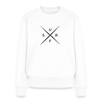 Surfeurs - Surf - Pull Premium bio Femme - blanc - Devant - Julia (174cm)